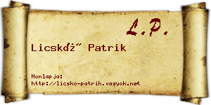 Licskó Patrik névjegykártya