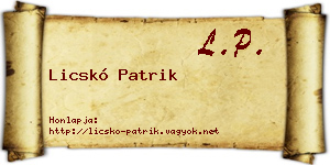 Licskó Patrik névjegykártya